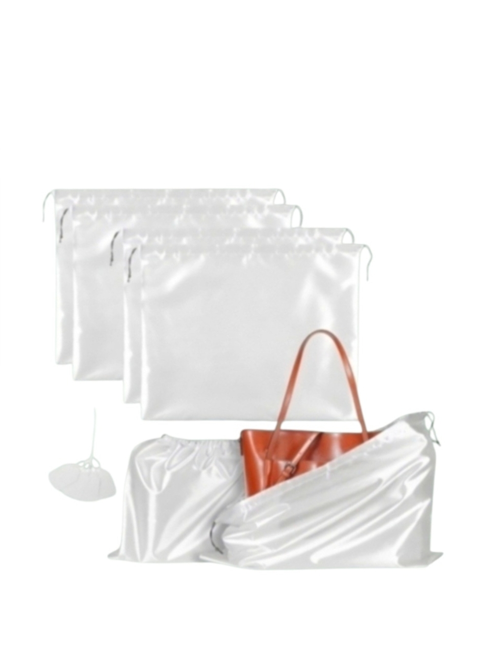 Drawstring Dustbag White Satin-(2) Large and Medium Including 2 White Label
